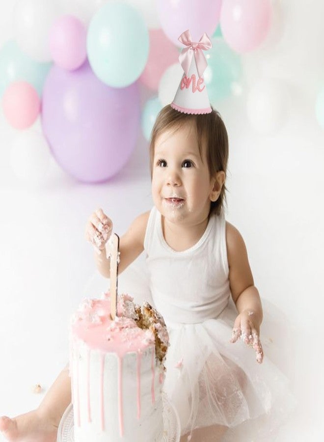 HGFC 1st Birthday Hat For Girls - Pink Bow First Birthday Crown, First Party Supplies For Baby Girl, Photo Prop, Princess Theme (one) - Image 3